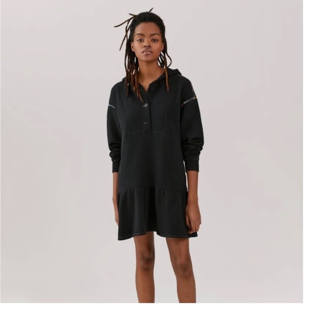 SOMETHING NAVY hooded sweatshirt dress, XS, worn once! Black, rainbow stitching